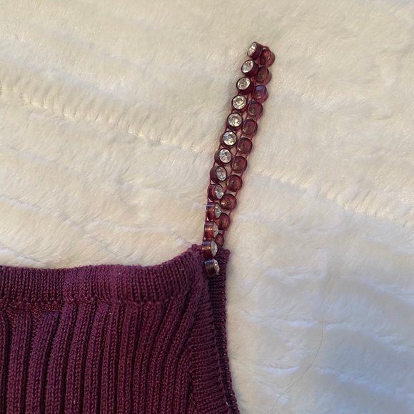 ***PRICE DROP  Von Saken, purple tank sweater w/rhinestone accents on straps; S - Picture 6 of 6